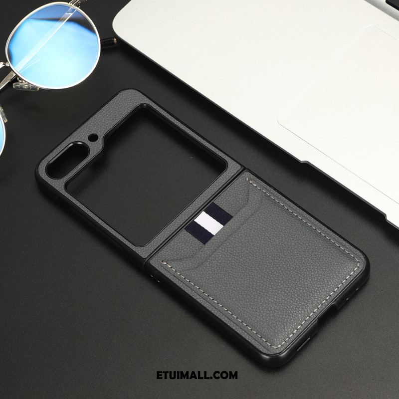 Etui Do Samsung Galaxy Z Flip 5 Skórzane Etui Na Karty Litchi