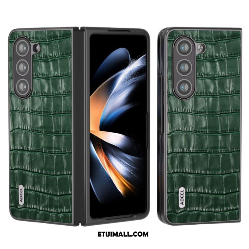 Etui Do Samsung Galaxy Z Fold 5 Wzór Krokodyla Z Prawdziwej Skóry