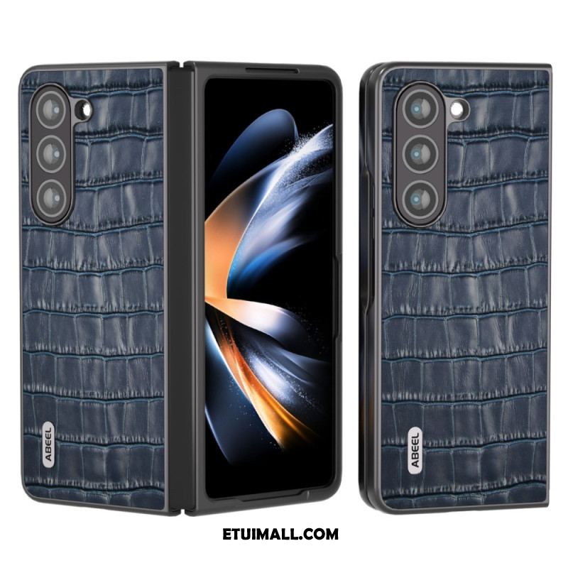 Etui Do Samsung Galaxy Z Fold 5 Wzór Krokodyla Z Prawdziwej Skóry