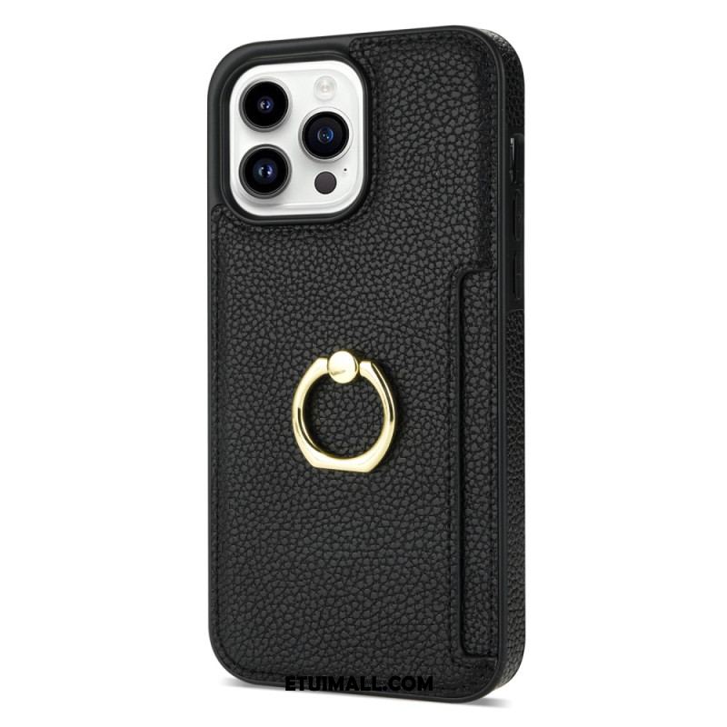 Etui Do iPhone 16 Pro Etui Na Karty I Stojak Z Efektem Skóry