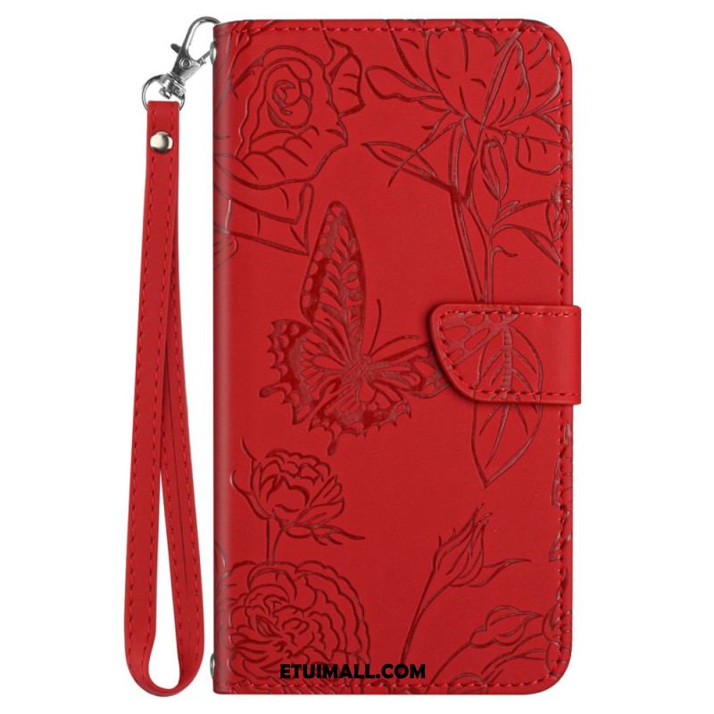 Etui Folio Do Google Pixel 8a Nadruk W Kształcie Motyla Z Paskiem