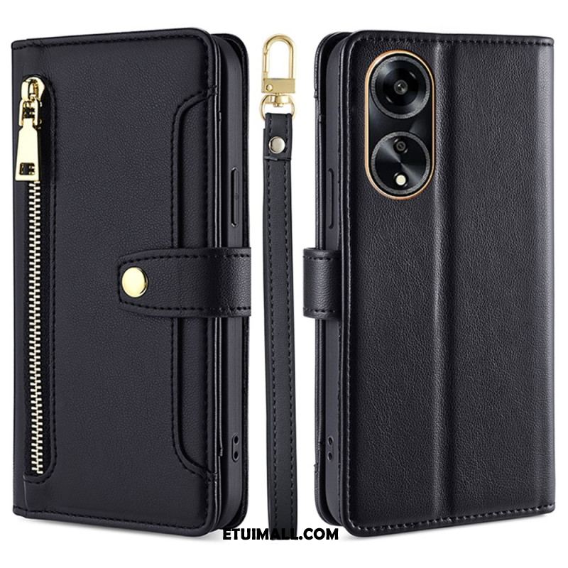 Etui Folio Do Oppo A98 5g Portfel Z Paskiem I Paskiem Na Ramię