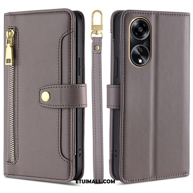 Etui Folio Do Oppo A98 5g Portfel Z Paskiem I Paskiem Na Ramię