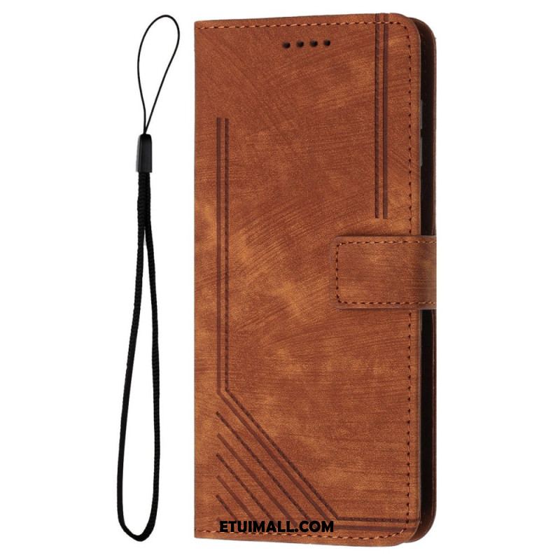 Etui Folio Do Oppo Reno 12f 5g Linie Z Efektem Zamszu