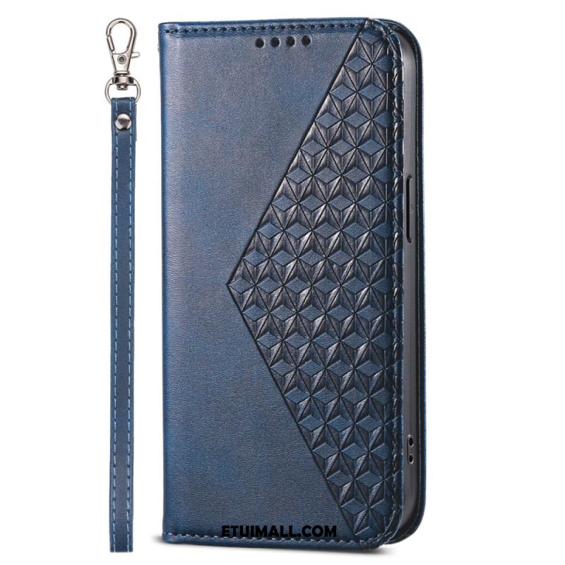 Etui Folio Do Realme 12 / 12x 5g Nadruk W Romby Na Ramiączkach