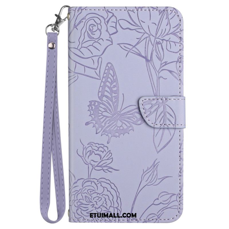 Etui Folio Do Samsung Galaxy M55 5g Nadruk W Motyle Z Paskiem