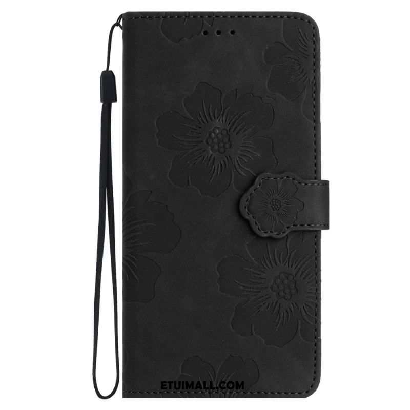 Etui Folio Do Samsung Galaxy S24 5g Drukowane Kwiaty Z Paskiem