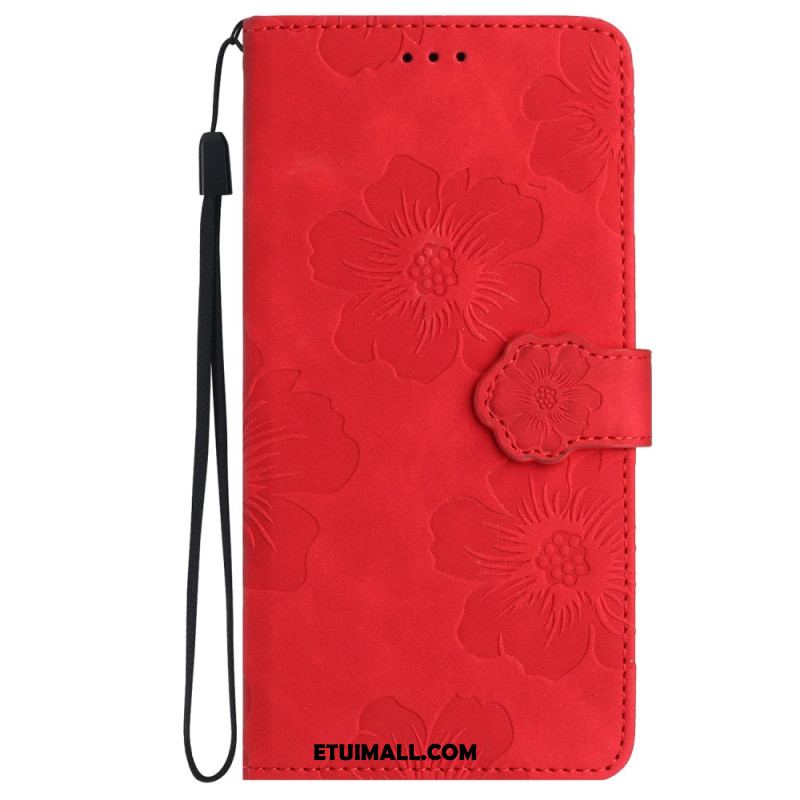 Etui Folio Do Samsung Galaxy S24 5g Drukowane Kwiaty Z Paskiem