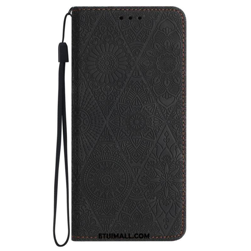 Etui Folio Do Samsung Galaxy S24 5g Styl Gobelinu Z Paskiem