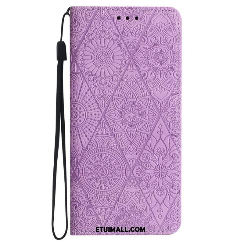 Etui Folio Do Samsung Galaxy S24 5g Styl Gobelinu Z Paskiem