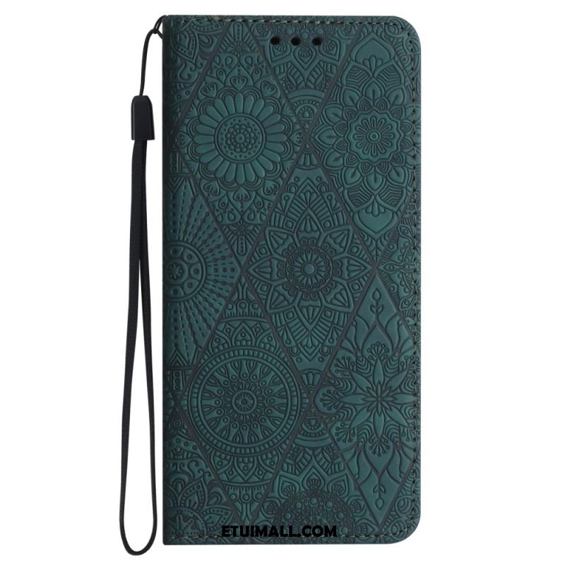 Etui Folio Do Samsung Galaxy S24 5g Styl Gobelinu Z Paskiem