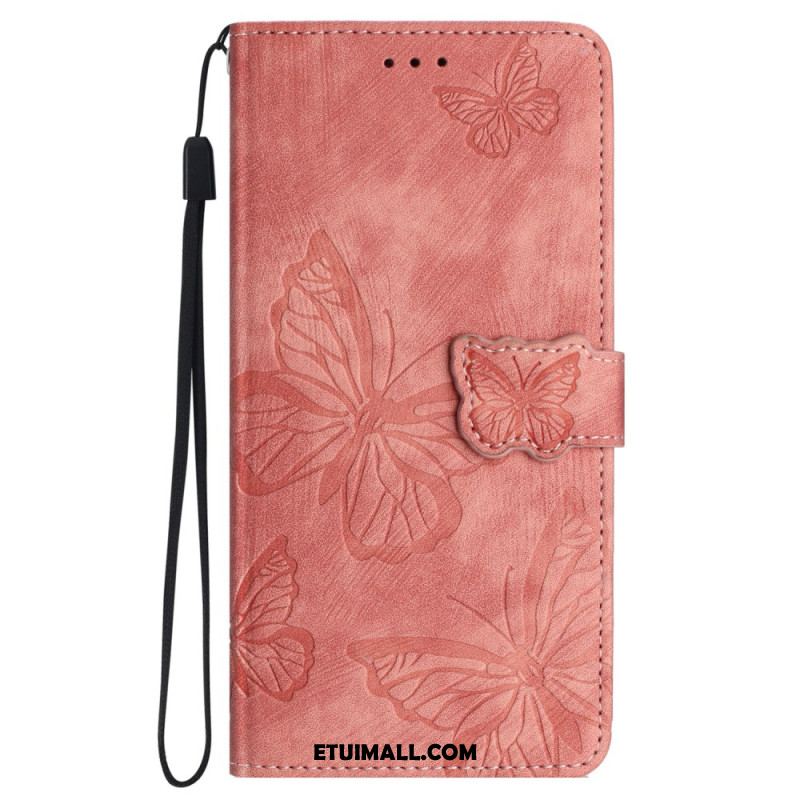 Etui Folio Do Samsung Galaxy S24 Fe Wzór Motyla Z Efektem Zamszu