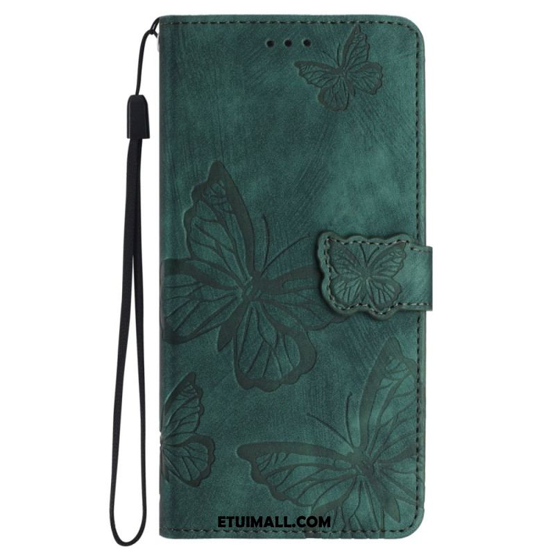 Etui Folio Do Samsung Galaxy S24 Fe Wzór Motyla Z Efektem Zamszu