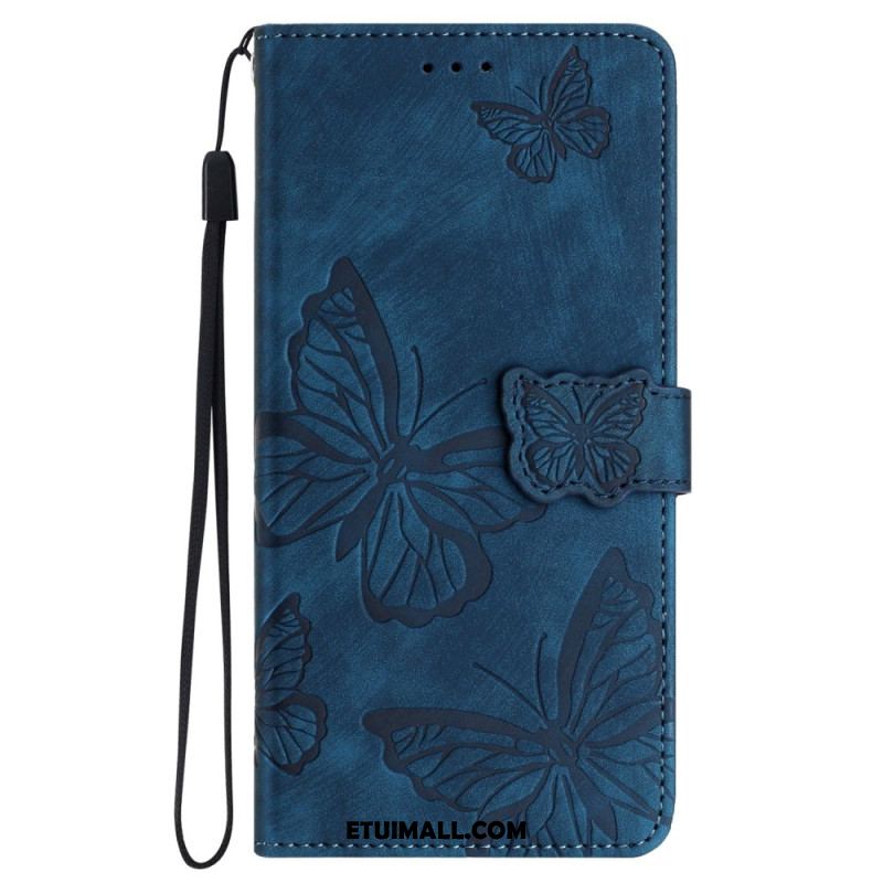 Etui Folio Do Samsung Galaxy S24 Fe Wzór Motyla Z Efektem Zamszu