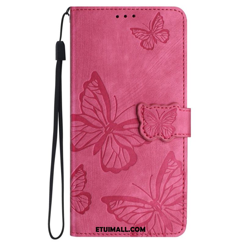 Etui Folio Do Samsung Galaxy S24 Fe Wzór Motyla Z Efektem Zamszu