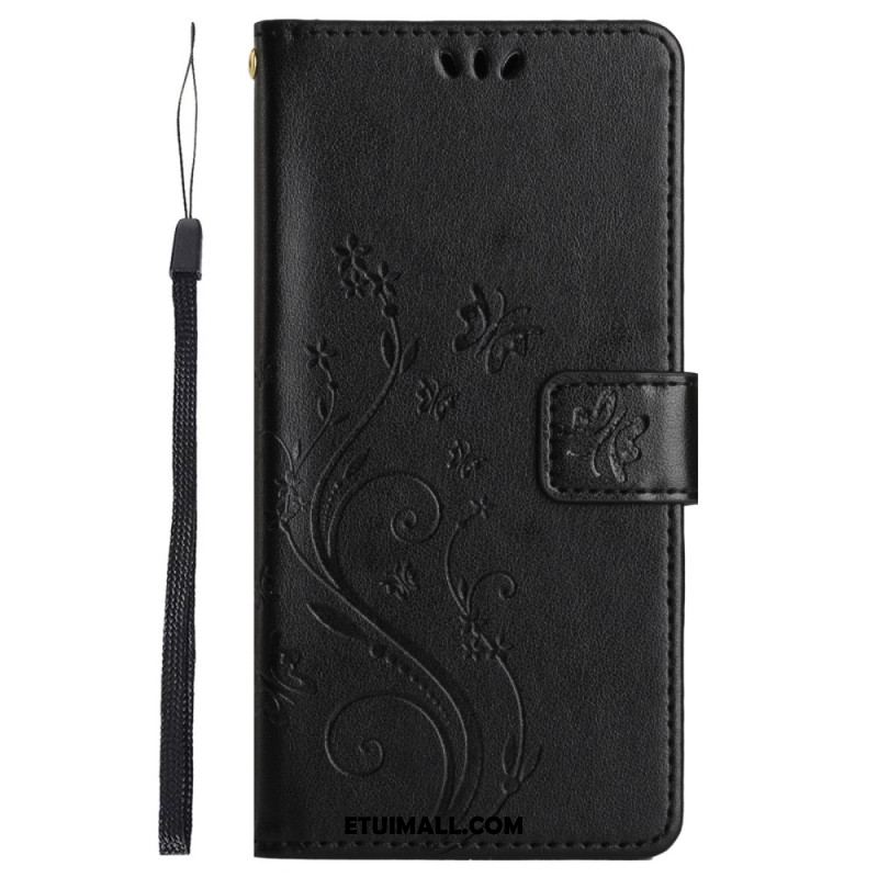 Etui Folio Do Sony Xperia 1 Vi Kwiaty I Motyle Z Paskiem