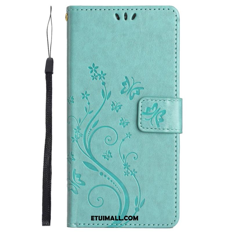 Etui Folio Do Sony Xperia 1 Vi Kwiaty I Motyle Z Paskiem