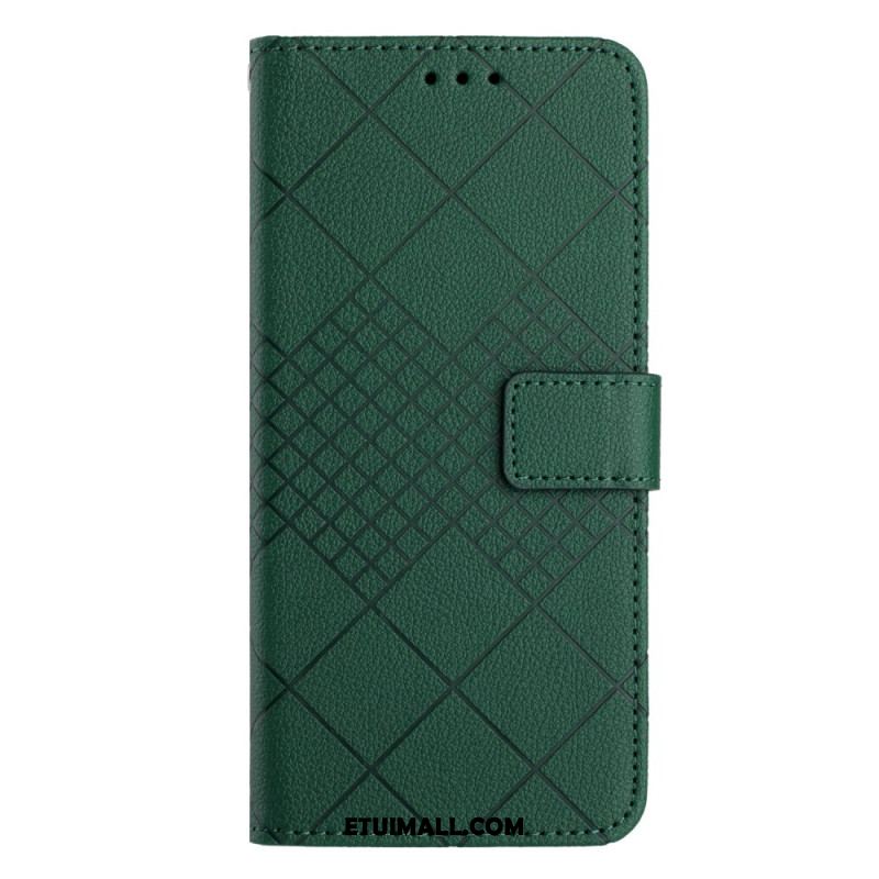 Etui Folio Do Xiaomi 14 Diamenty O Fakturze Litchi Z Paskiem