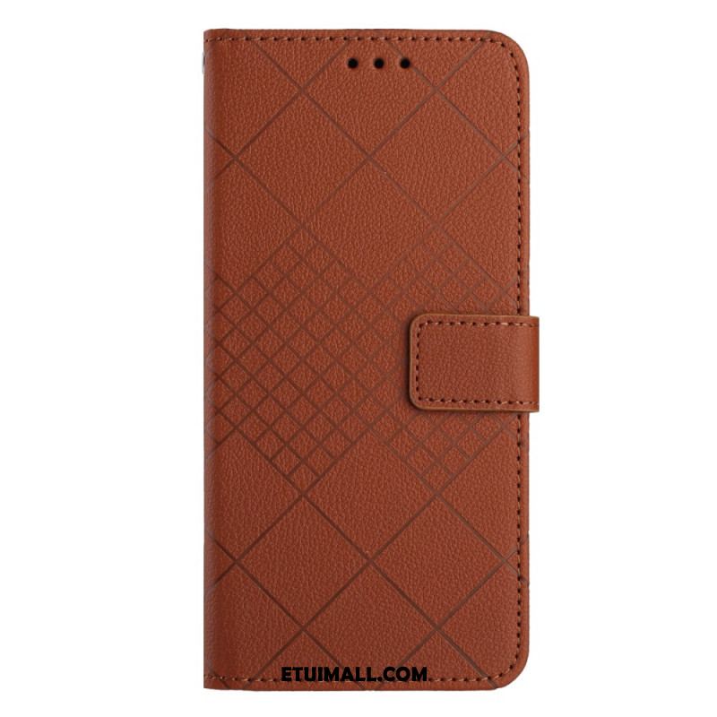 Etui Folio Do Xiaomi 14 Diamenty O Fakturze Litchi Z Paskiem