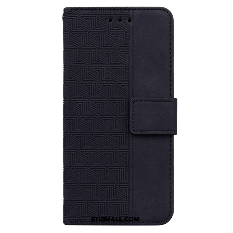 Etui Folio Do Xiaomi 14 Tkany Wzór Na Ramiączkach