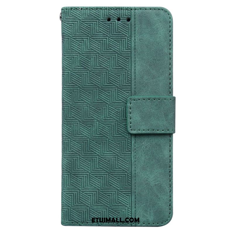 Etui Folio Do Xiaomi 14 Tkany Wzór Na Ramiączkach