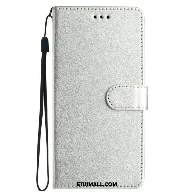 Etui Folio Do Xiaomi 14t Pro Jedwabna Tekstura Na Ramiączkach