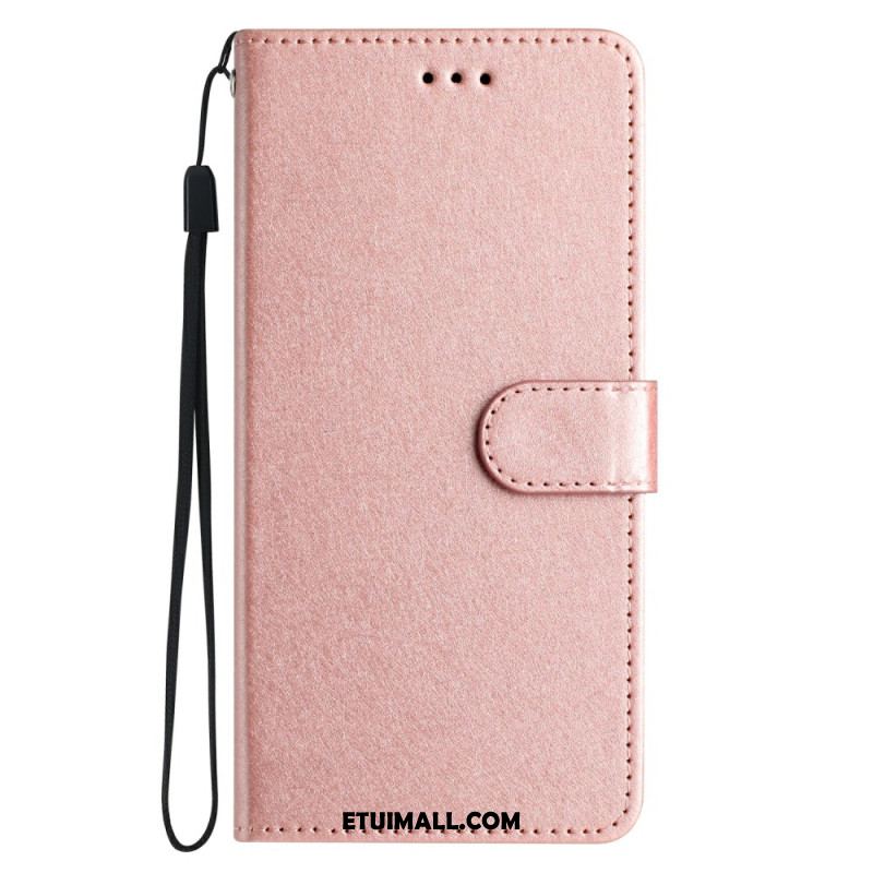 Etui Folio Do Xiaomi 14t Pro Jedwabna Tekstura Na Ramiączkach