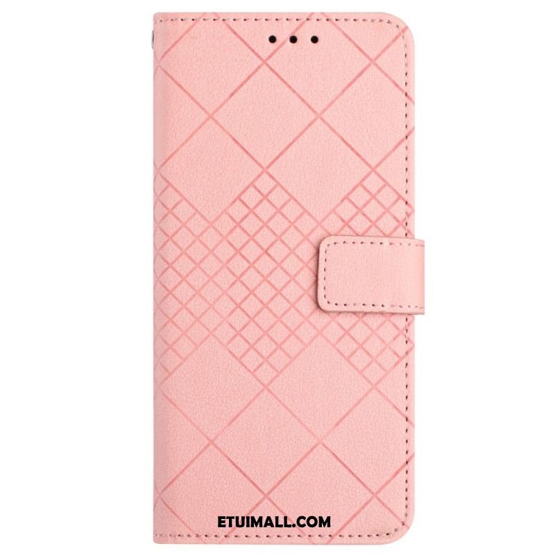 Etui Folio Do Xiaomi Redmi Note 13 4g Wzór W Romby Na Ramiączkach