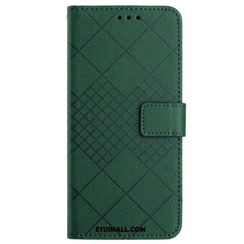 Etui Folio Do Xiaomi Redmi Note 13 4g Wzór W Romby Na Ramiączkach