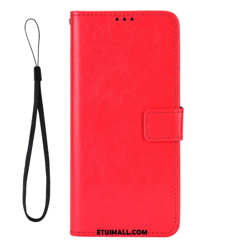 Etui Folio Do Xiaomi Redmi Note 13 Pro 5g Błyszcząca Sztuczna Skóra Z Paskiem