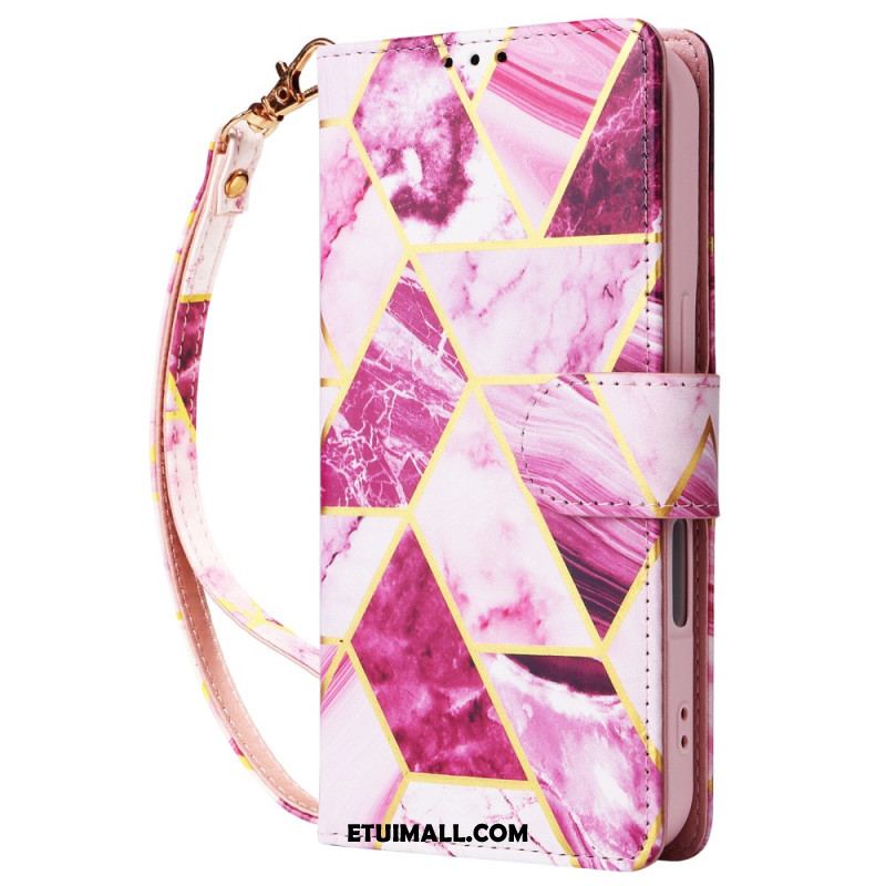 Etui Folio Do iPhone 16 Pasek Ze Wzorem Marmuru