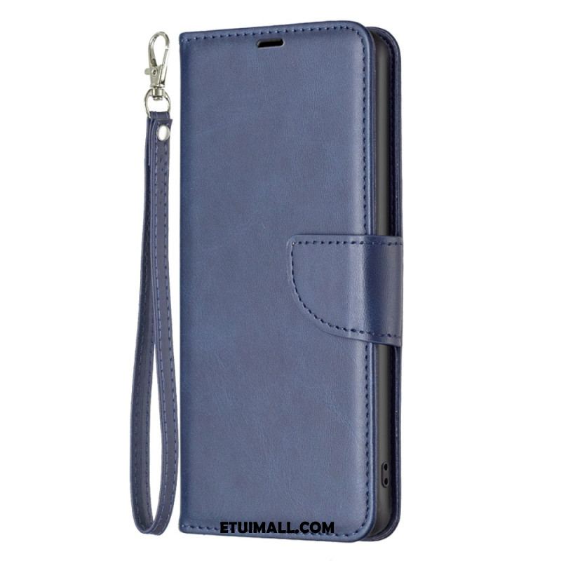 Etui Folio Do iPhone 16 Pro Efekt Gładkiej Skóry Z Paskiem