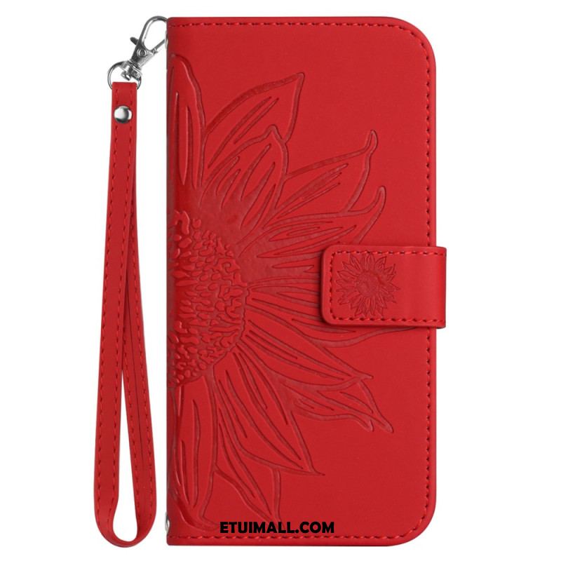 Etui Folio Do iPhone 16 Pro Nadruk Słonecznika Z Paskiem