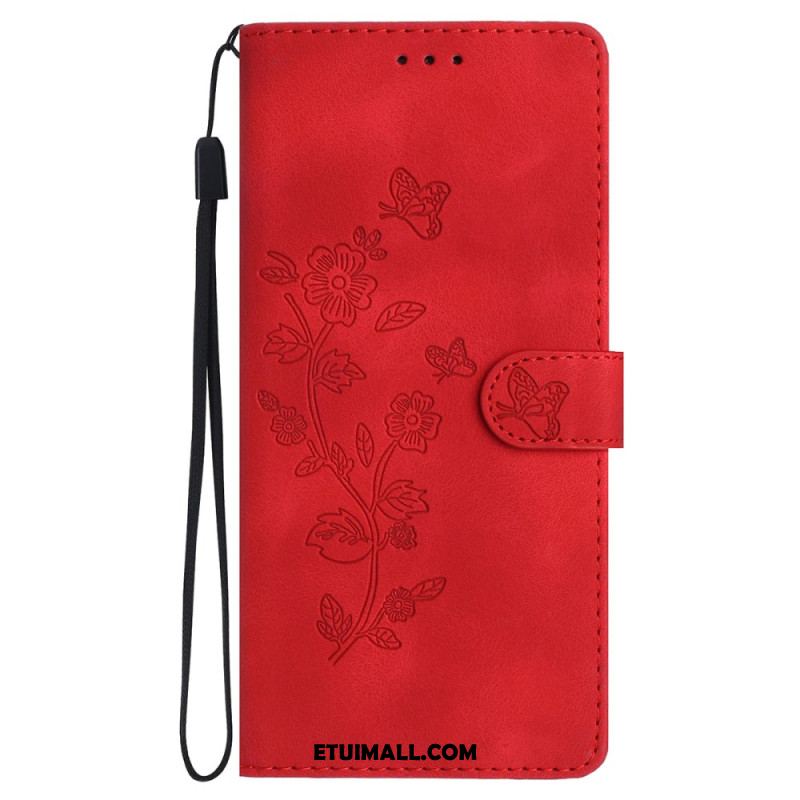 Etui Folio Do iPhone 16 Pro Nadruk W Kwiatowy Wzór