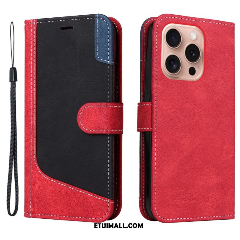 Etui Folio Do iPhone 16 Pro Trójkolorowy Z Paskiem