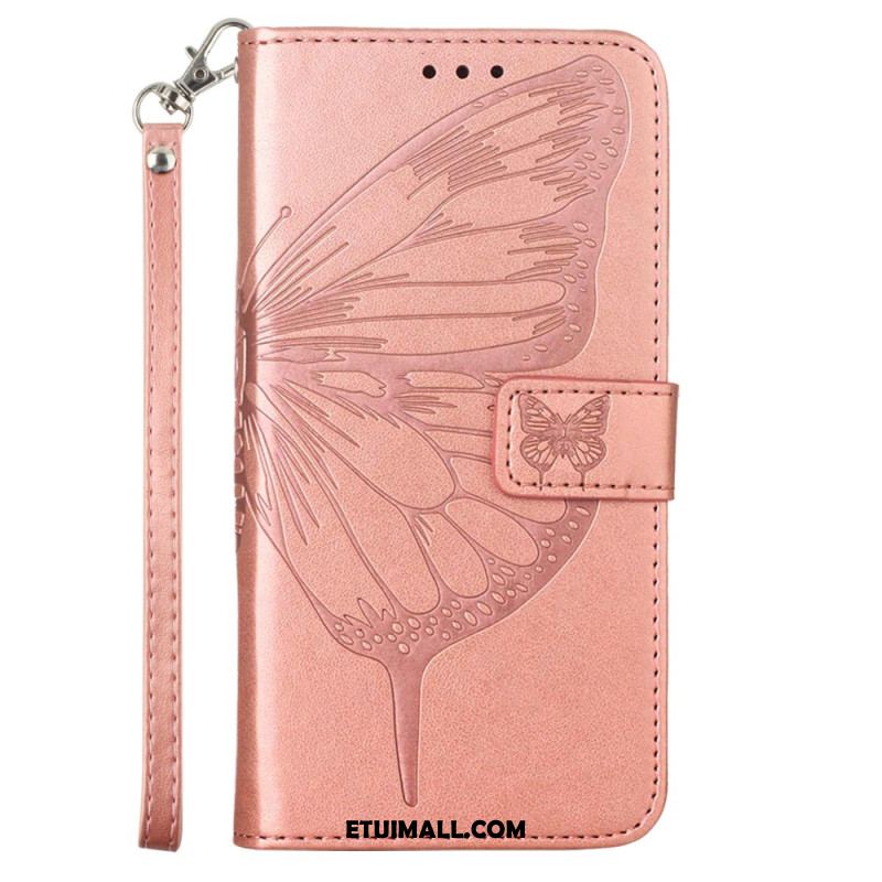 Etui Folio Oppo Reno 11 5g Kwiatowy Motyl Z Paskiem Etui Ochronne