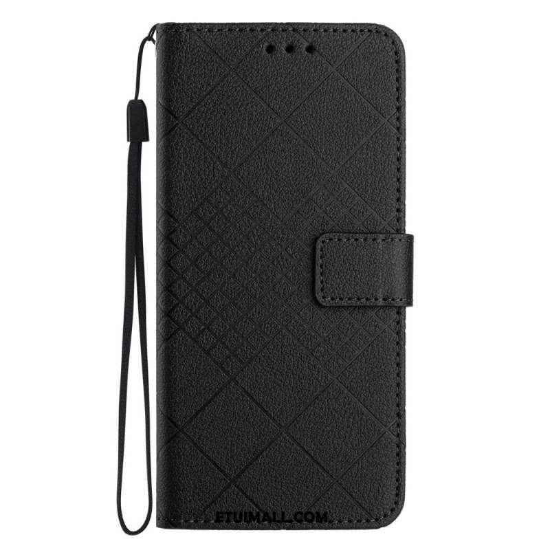 Etui Folio Oppo Reno 11f 5g Wzór W Romby Na Ramiączkach Etui Ochronne