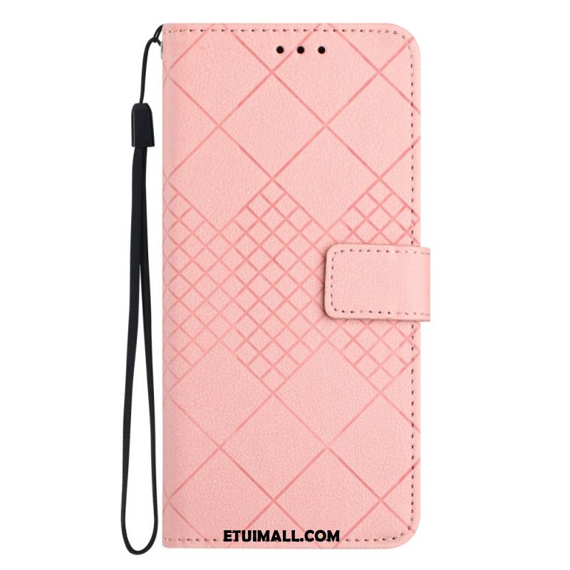 Etui Folio Oppo Reno 11f 5g Wzór W Romby Na Ramiączkach Etui Ochronne