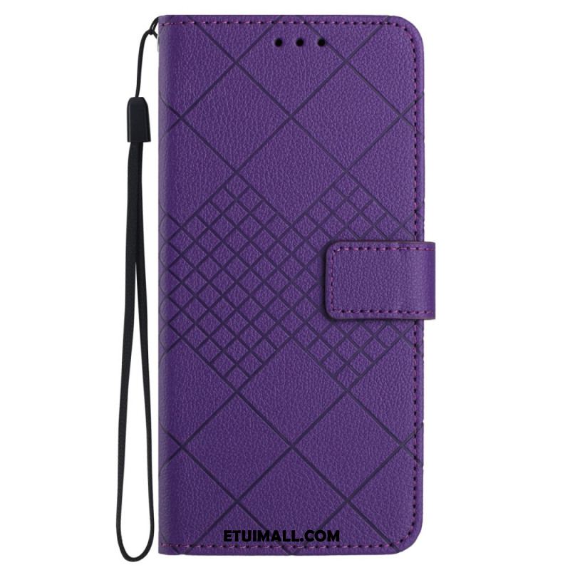 Etui Folio Oppo Reno 11f 5g Wzór W Romby Na Ramiączkach Etui Ochronne