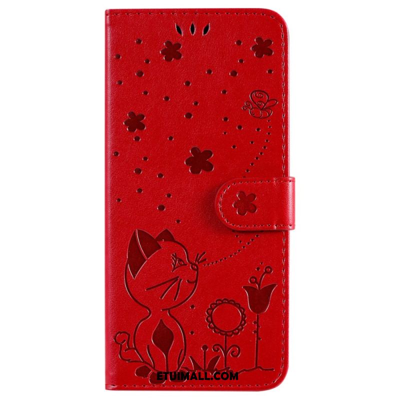 Etui Folio Oppo Reno 12 5g Pszczoła I Kot Etui Ochronne