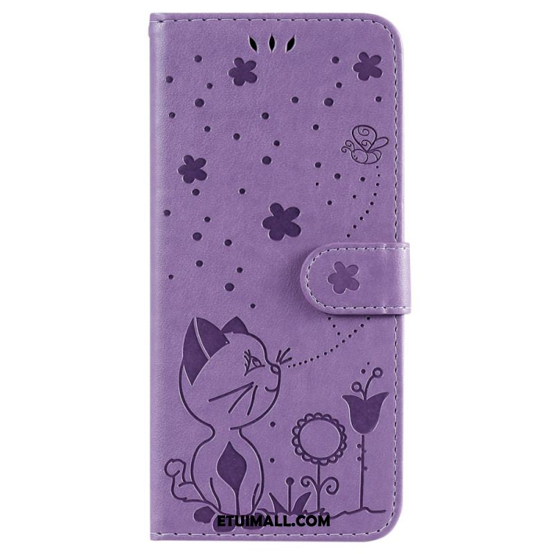 Etui Folio Oppo Reno 12 5g Pszczoła I Kot Etui Ochronne