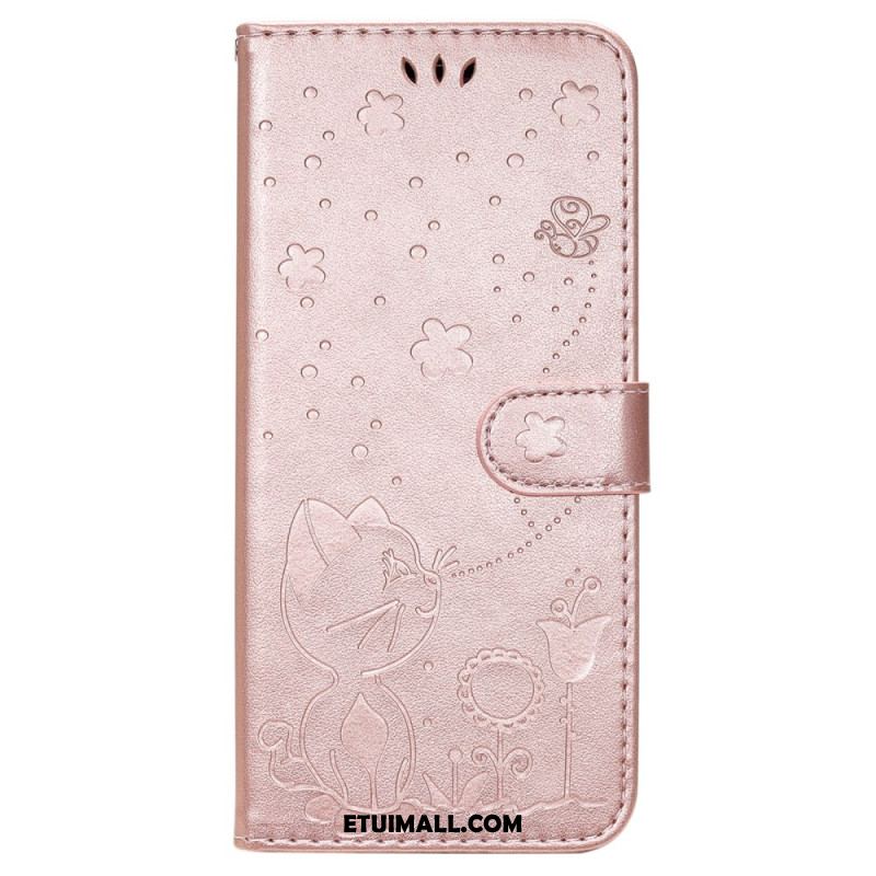 Etui Folio Oppo Reno 12 5g Pszczoła I Kot Etui Ochronne