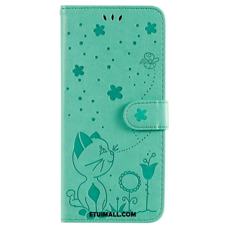 Etui Folio Oppo Reno 12 5g Pszczoła I Kot Etui Ochronne