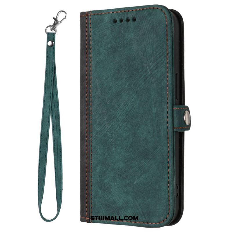 Etui Folio Oppo Reno 12 Pro 5g Dwukolorowy Pasek Etui Ochronne