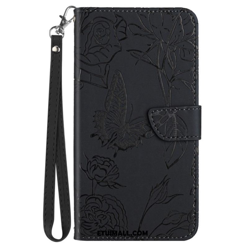 Etui Folio Oppo Reno 12f 5g Nadruk W Kształcie Motyla Z Paskiem Etui Ochronne