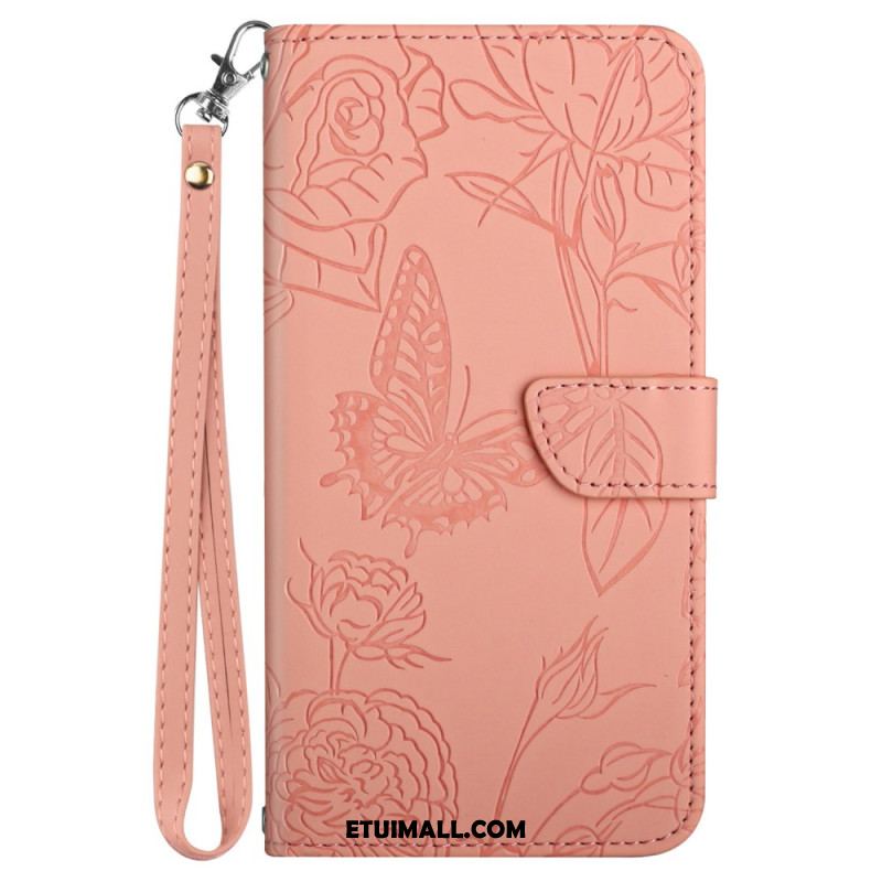 Etui Folio Oppo Reno 12f 5g Nadruk W Kształcie Motyla Z Paskiem Etui Ochronne