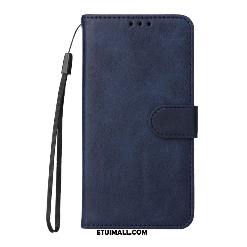 Etui Folio Oppo Reno 12f 5g Zwykła Sztuczna Skóra Z Paskiem Etui Ochronne