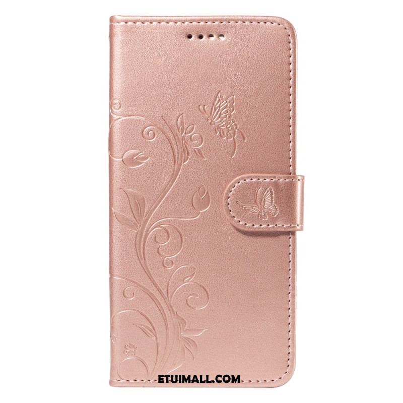 Etui Folio Samsung Galaxy A15 5g Kwiaty Moreli Z Paskiem Etui Ochronne