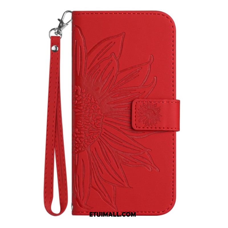 Etui Folio Samsung Galaxy A16 5g Nadruk Słonecznika Z Paskiem Etui Ochronne