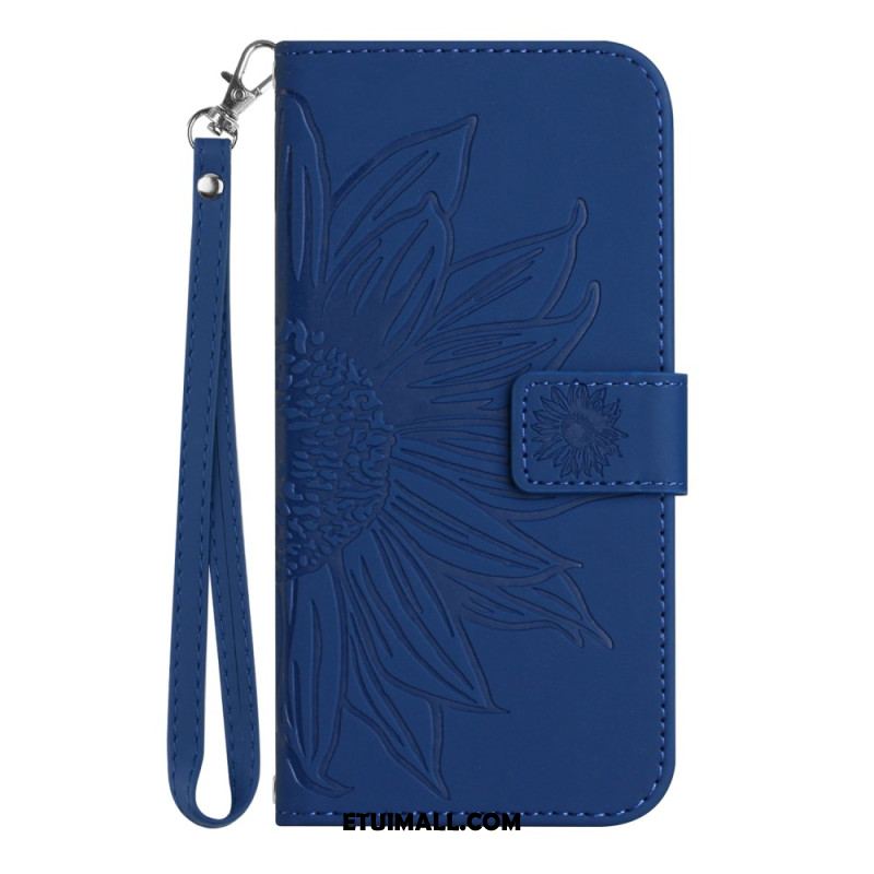 Etui Folio Samsung Galaxy A16 5g Nadruk Słonecznika Z Paskiem Etui Ochronne